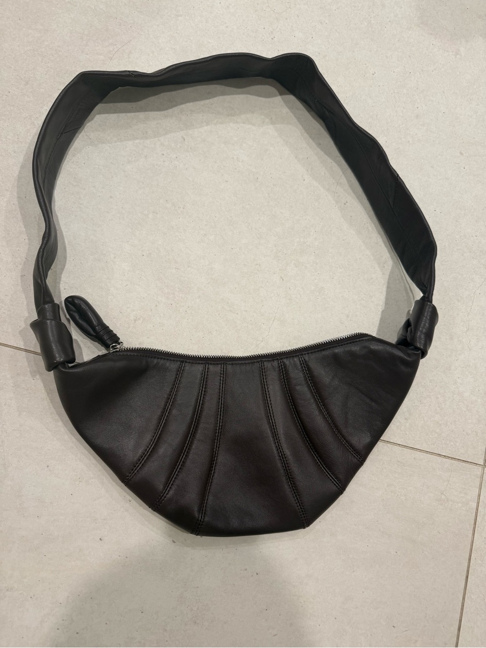 Leather Croissant Crossbody Bag